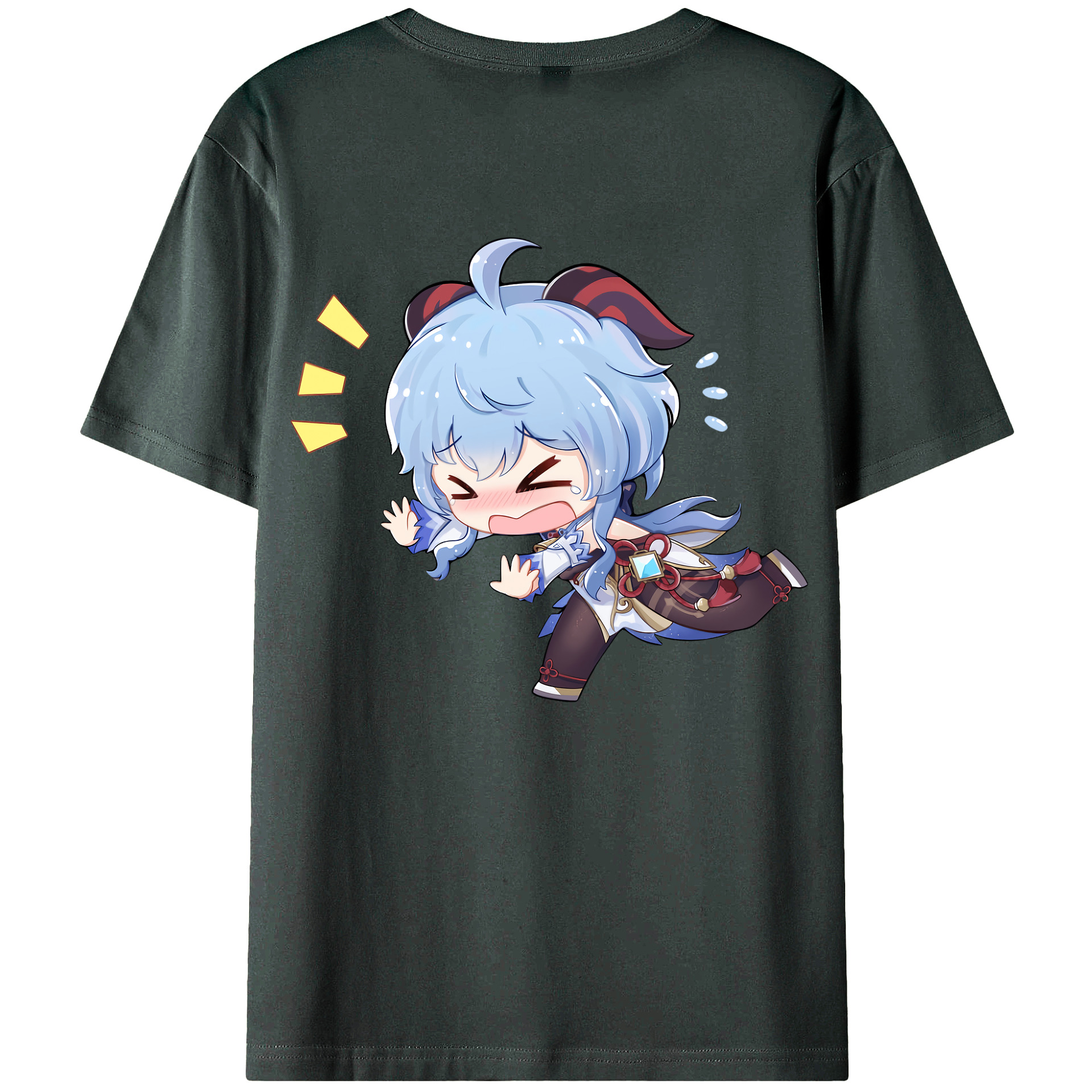 げんし神 甘雨 かんう genshin Ganyu 綿100％ メンズ半袖Tシャツ（バックプリント） 通気性